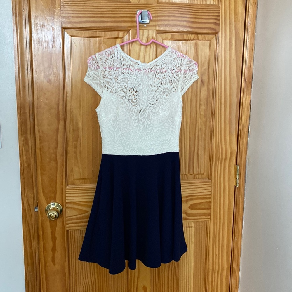 B.Darlin blue and cream dress